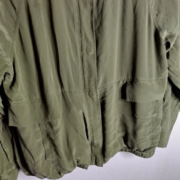 Eileen fisher silk crepe green full zip jacket sz L - Picture 3 of 10
